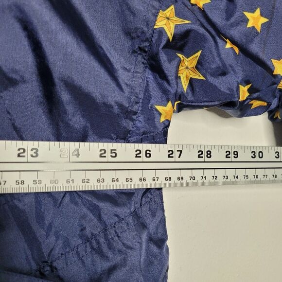 Vintage 80s 90s navy blue gold star zip front nylon Plus Size jacket size 2x - Picture 5 of 6